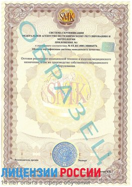 Образец сертификата соответствия (приложение) Рыбинск Сертификат ISO 13485
